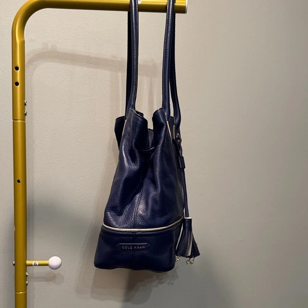 Cole Haan Vintage leather Reiley tassel tote in Navy EUC